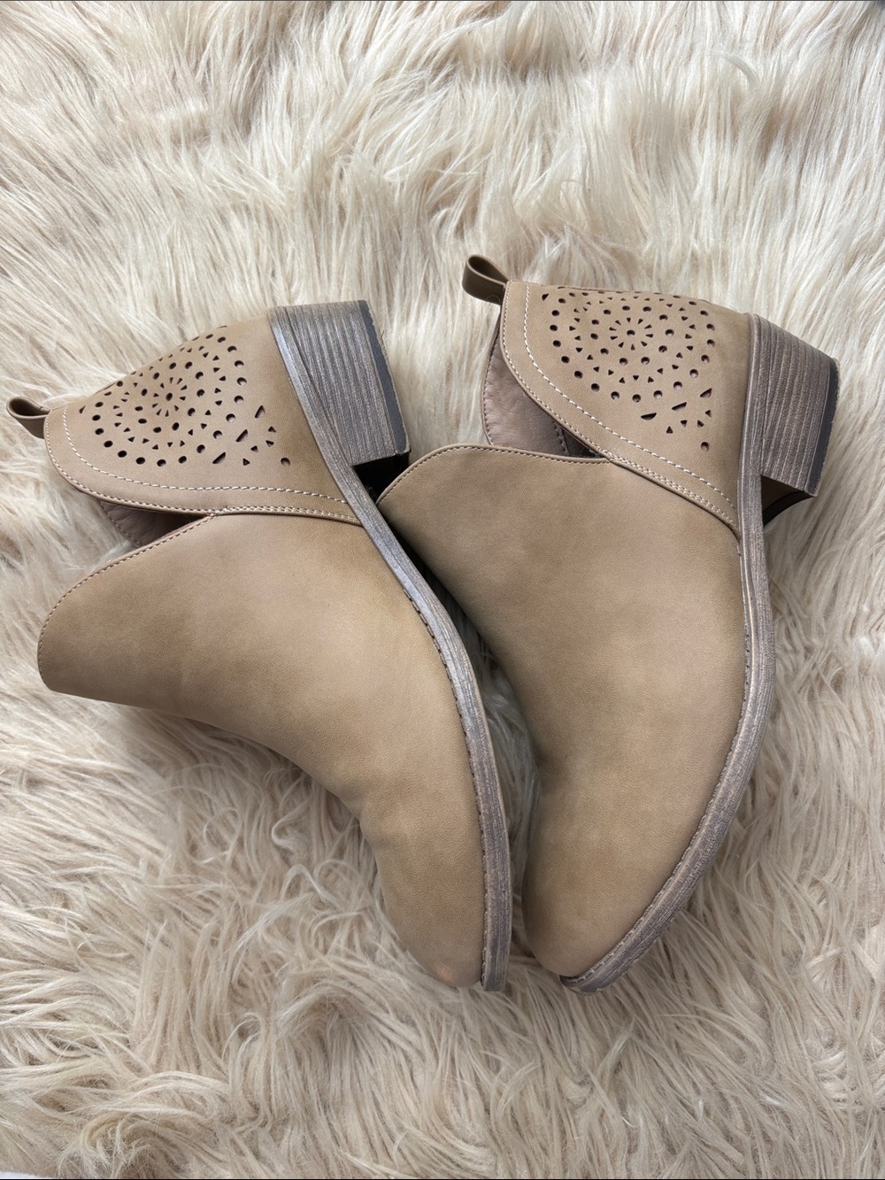 Women's Taupe Cutout Ankle Booties - Stylish Everyday Slip-On